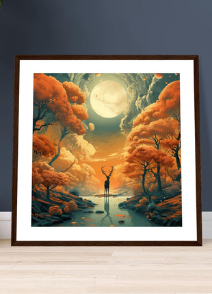 Deer fall landscape - Fall poster