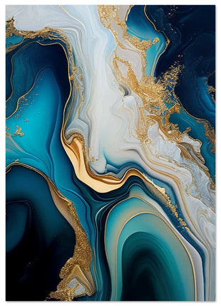 Gold and blue marble swirl poster