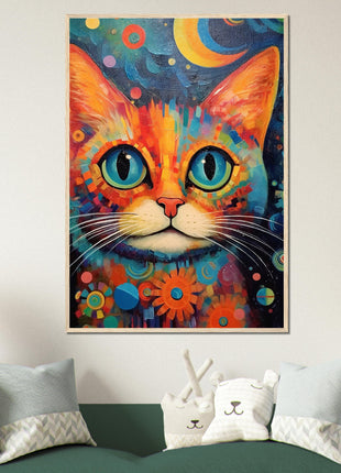 Cat at night kids room poster