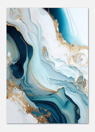 Blue & Gold Marble Swirl Poster