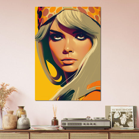 Retro Lady Poster - Yellow Orange Tone