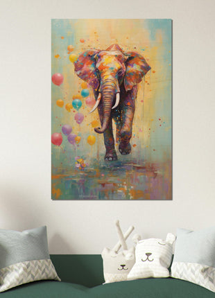 Colorful Elephant with Balloons Art Print