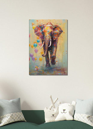 Colorful Elephant with Balloons Art Print