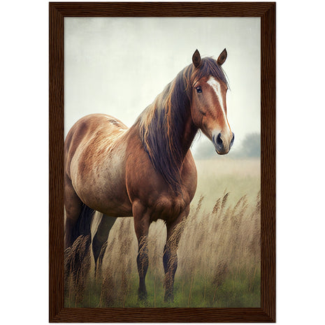 Brown horse in field Wall Art - Farmhouse Wall Art